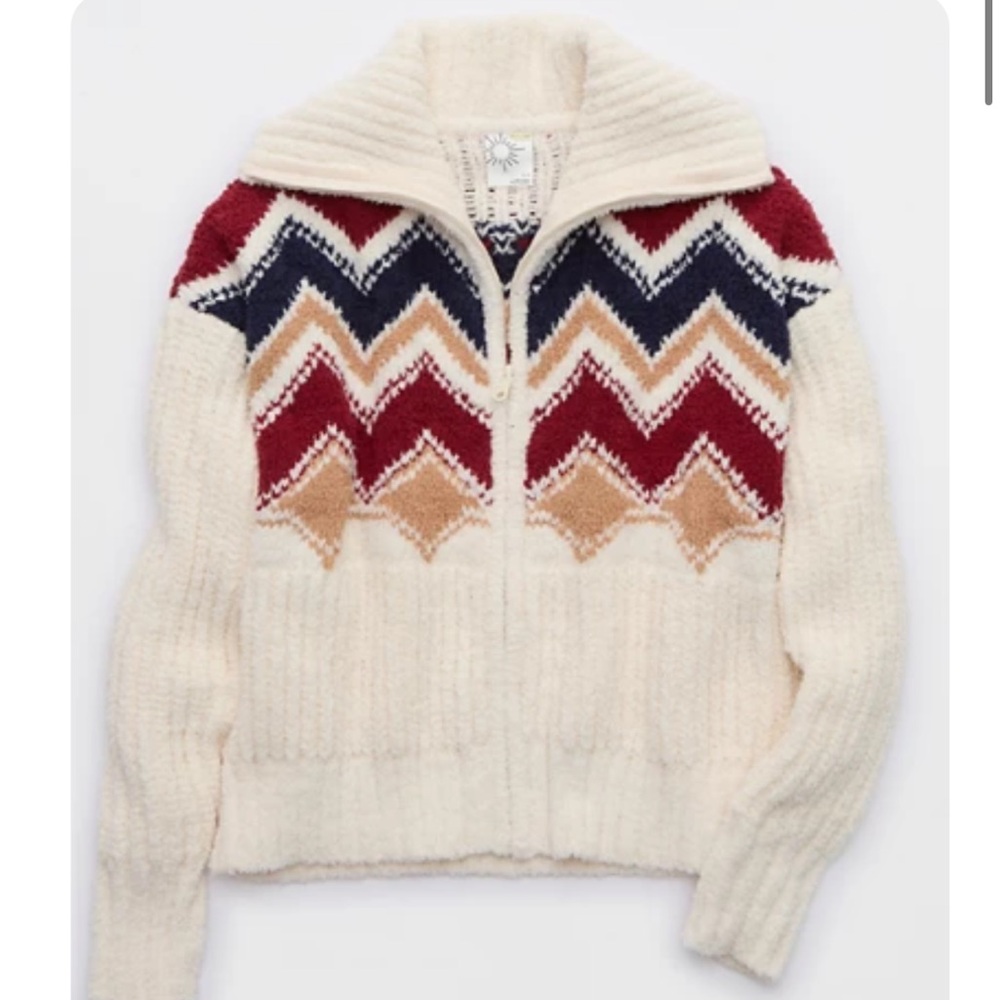 OFFLINE by Aerie Marshmallow Moves Graphic Full Zip Sweater